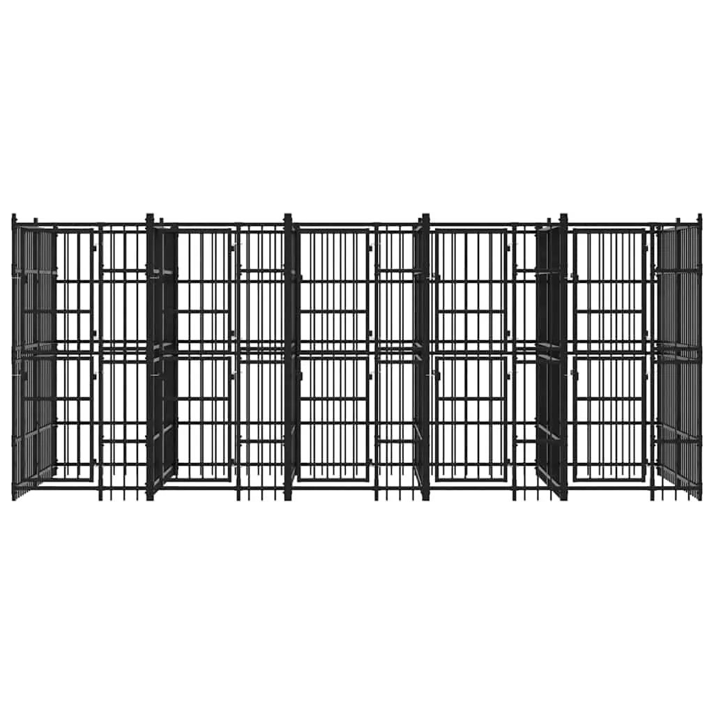 Dog Kennel Outdoor Run Exercise Pen Enclosure Steel Large 9.22 m² Black