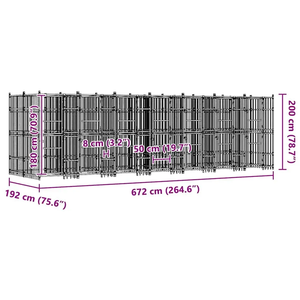 Dog Kennel Outdoor Steel Cage Lockable Door 12.9 m²