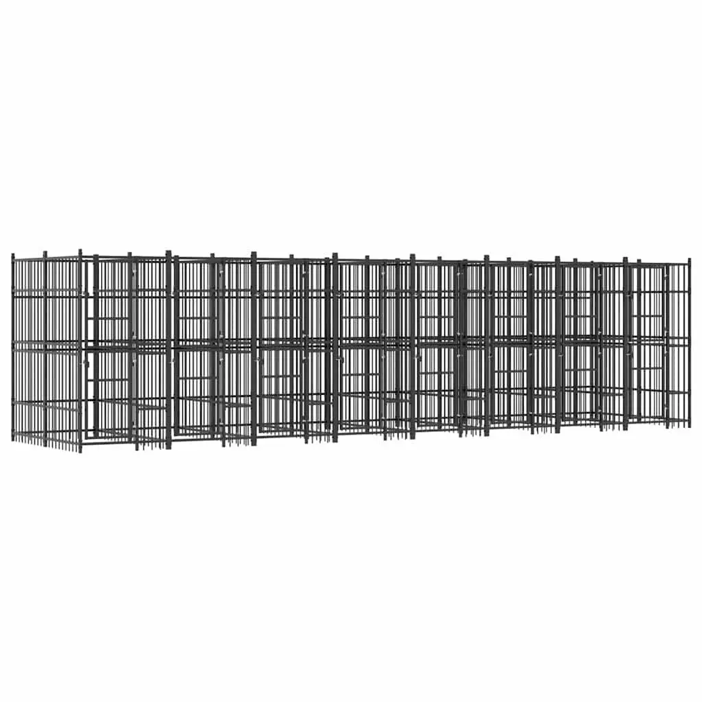 Dog Kennel Outdoor Steel Exercise Pen Durable Black 14.75 m²
