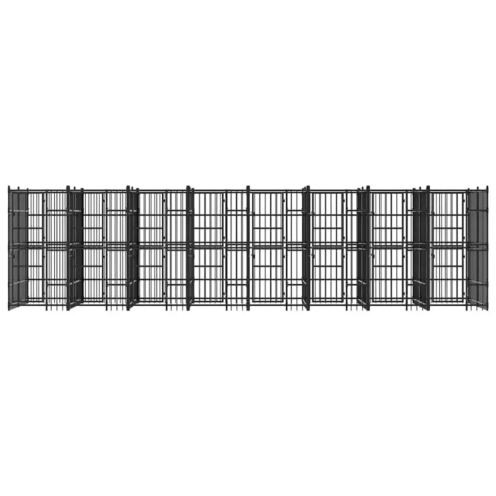 Dog Kennel Outdoor Steel Exercise Pen Durable Black 14.75 m²