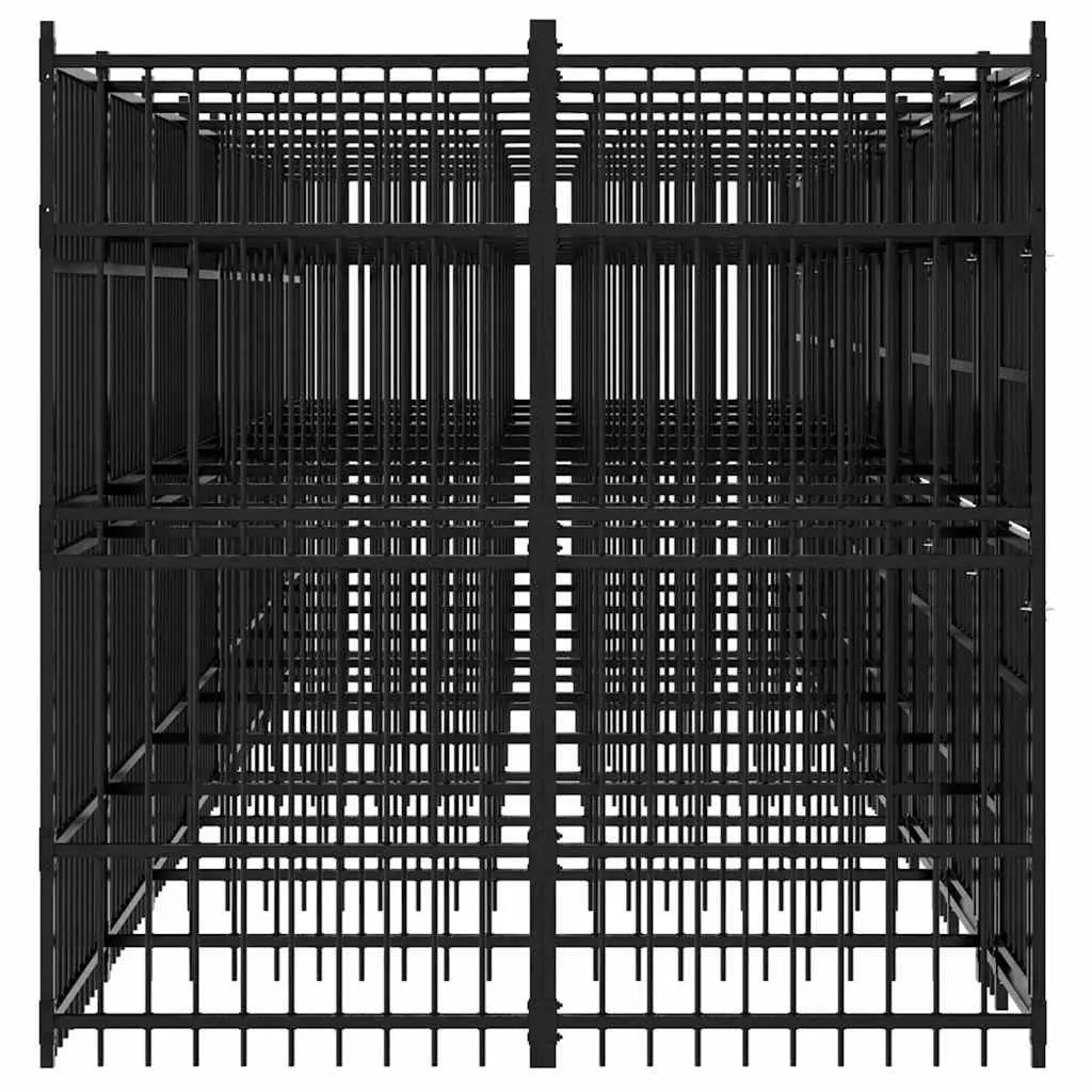 Dog Kennel Outdoor Steel Exercise Pen Durable Black 14.75 m²
