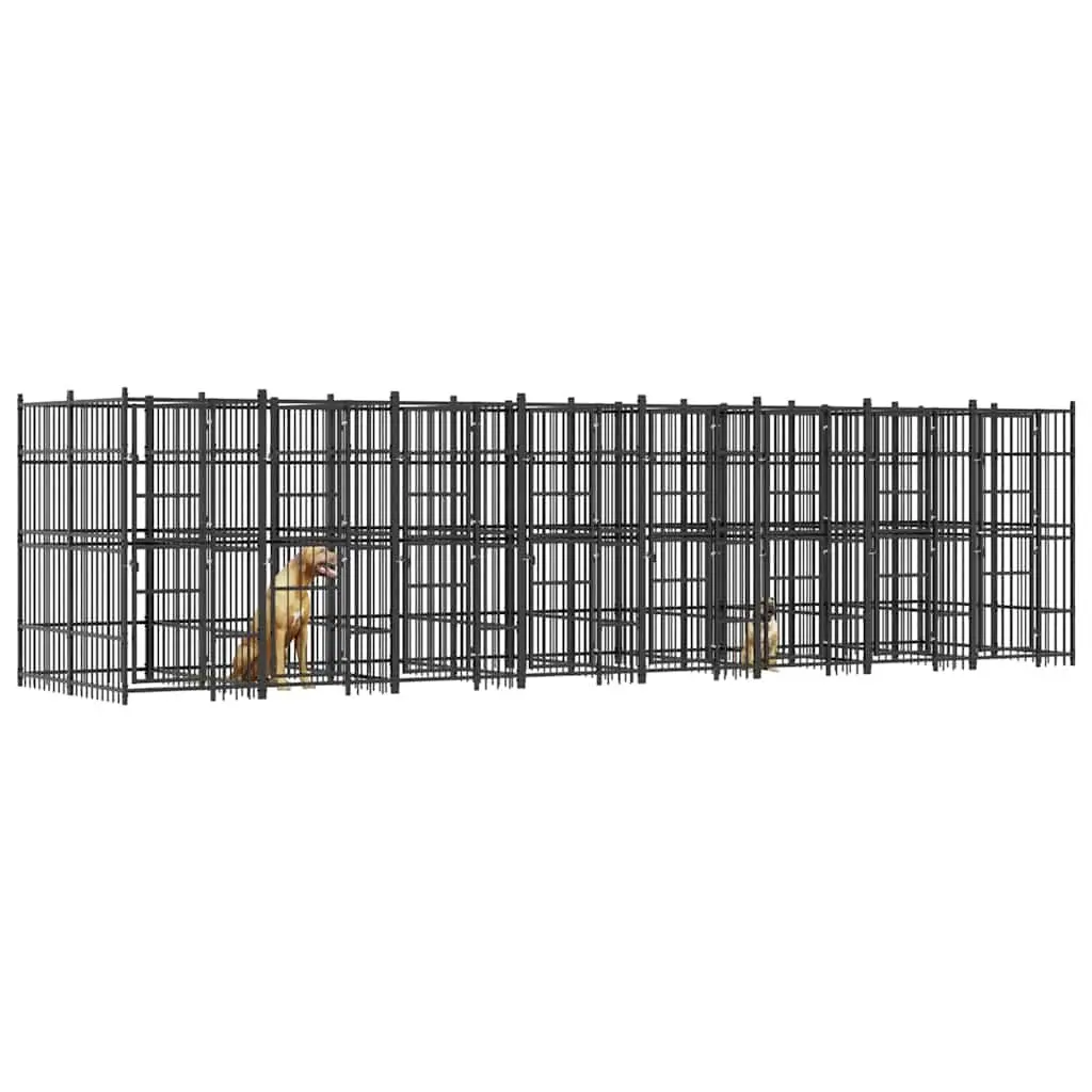 Dog Kennel Outdoor Steel Exercise Pen Durable Black 14.75 m²