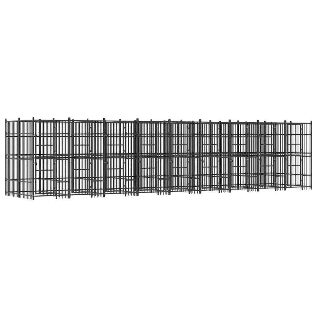 Outdoor Dog Kennel Large Black Steel Exercise Run Pen Safe Play Area