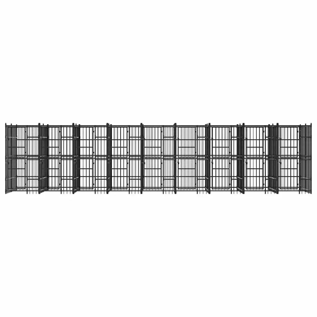 Outdoor Dog Kennel Large Black Steel Exercise Run Pen Safe Play Area