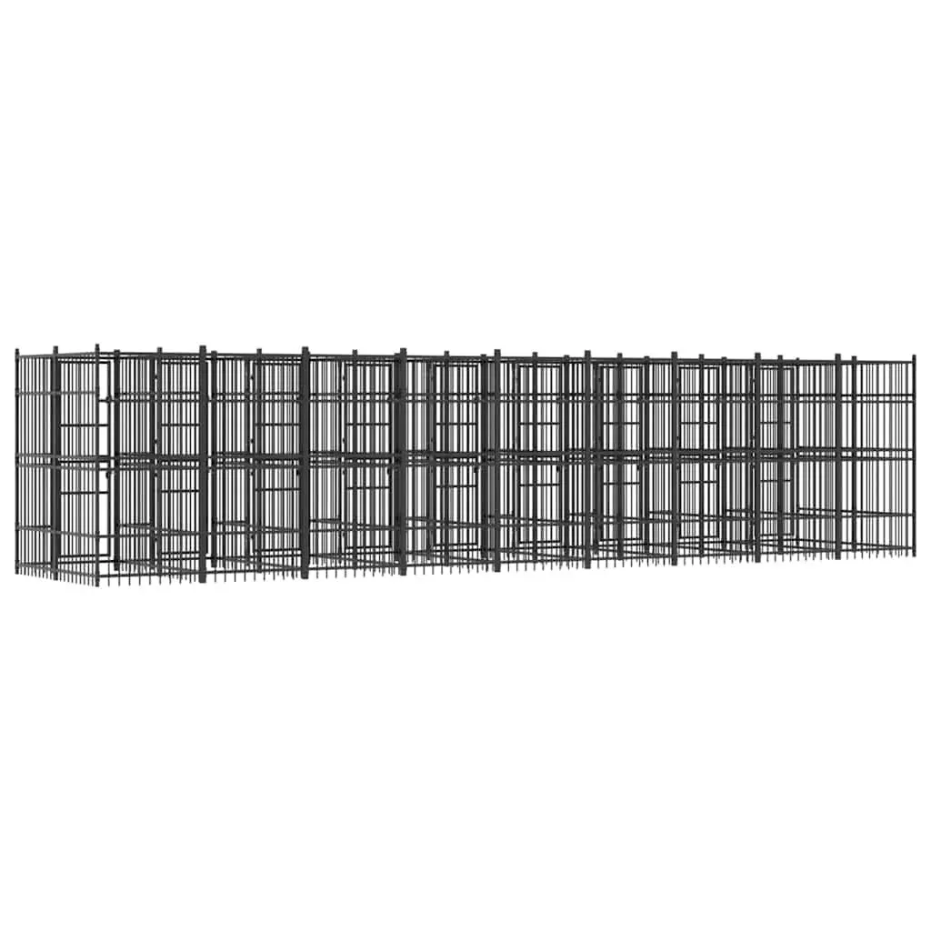 Outdoor Dog Kennel Large Black Steel Exercise Run Pen Safe Play Area