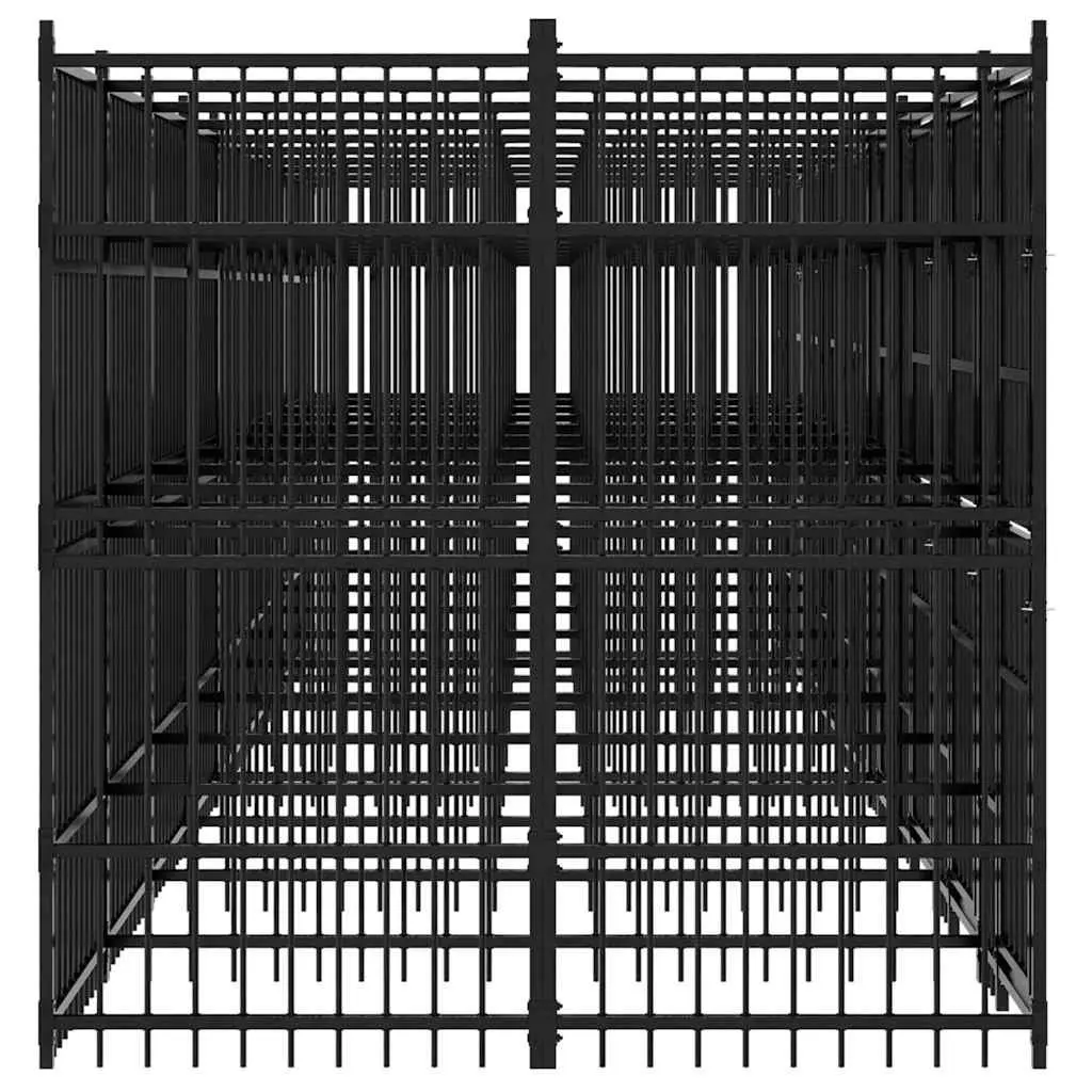 Outdoor Dog Kennel Large Black Steel Exercise Run Pen Safe Play Area