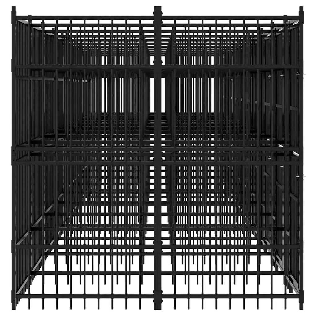 Dog Kennel Outdoor Steel Run Exercise Enclosure Pen Safety Black Large Space
