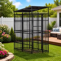 Friendly Outdoor Dog Kennel with Locking Door and Roof