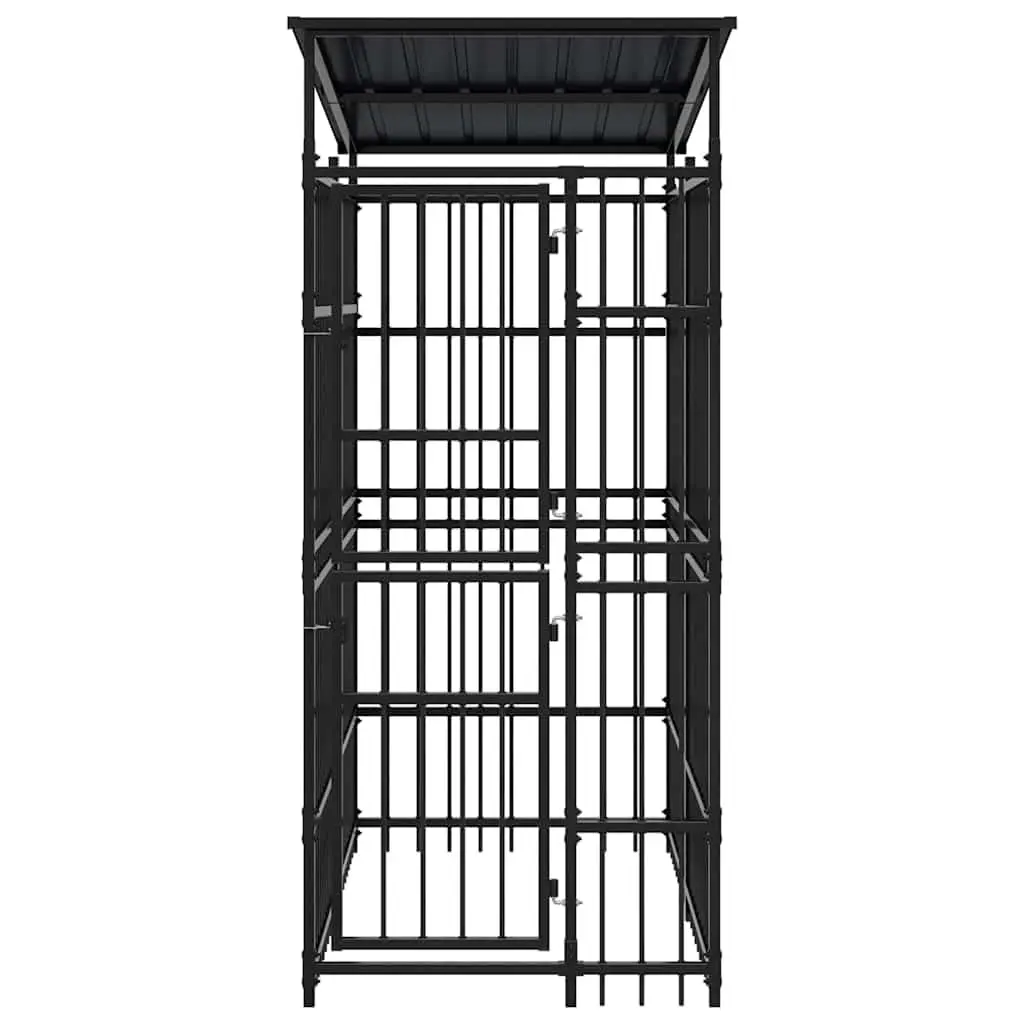 Dog Kennel Steel Outdoor Exercise Enclosure with Roof 1.84m²