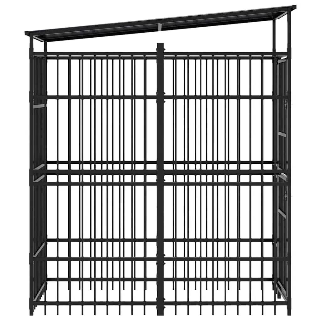 Dog Kennel Steel Outdoor Exercise Enclosure with Roof 1.84m²