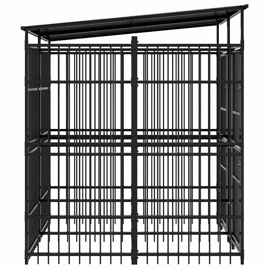 Dog Kennel Outdoor Enclosure with Roof Steel Cage 3.69 m²