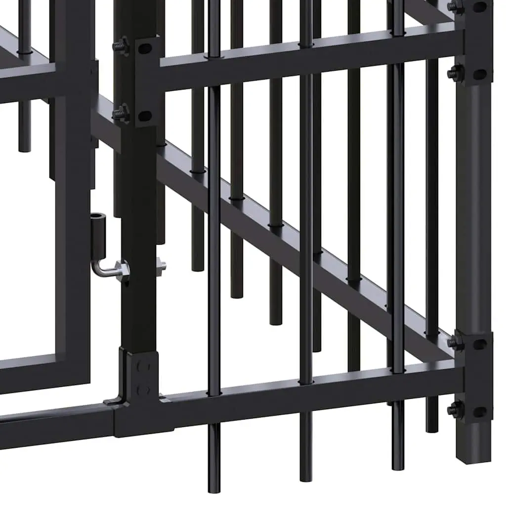 Dog Kennel Outdoor Enclosure with Roof Steel Cage 3.69 m²