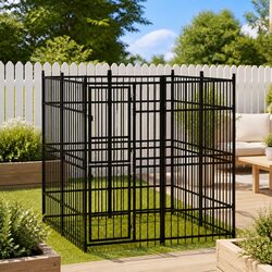 Dog Kennel Outdoor Steel Run Exercise Pen Training Enclosure Black 3.69m²