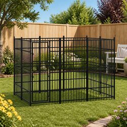Dog Kennel Steel Outdoor Exercise Enclosure 5.53 m² Hinged Door Lockable Latch