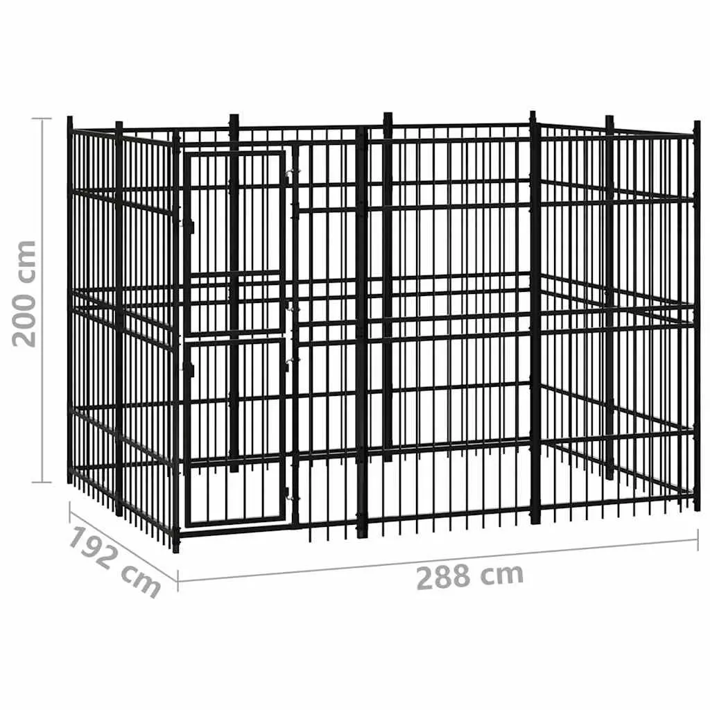 Dog Kennel Steel Outdoor Exercise Enclosure 5.53 m² Hinged Door Lockable Latch