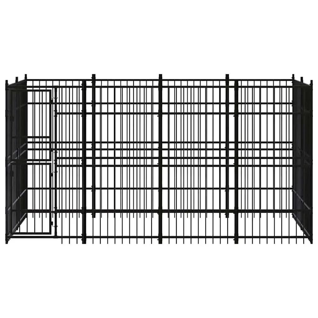 Outdoor Dog Exercise Pen Sturdy Steel Black 7.37 Square Meters Lockable Door