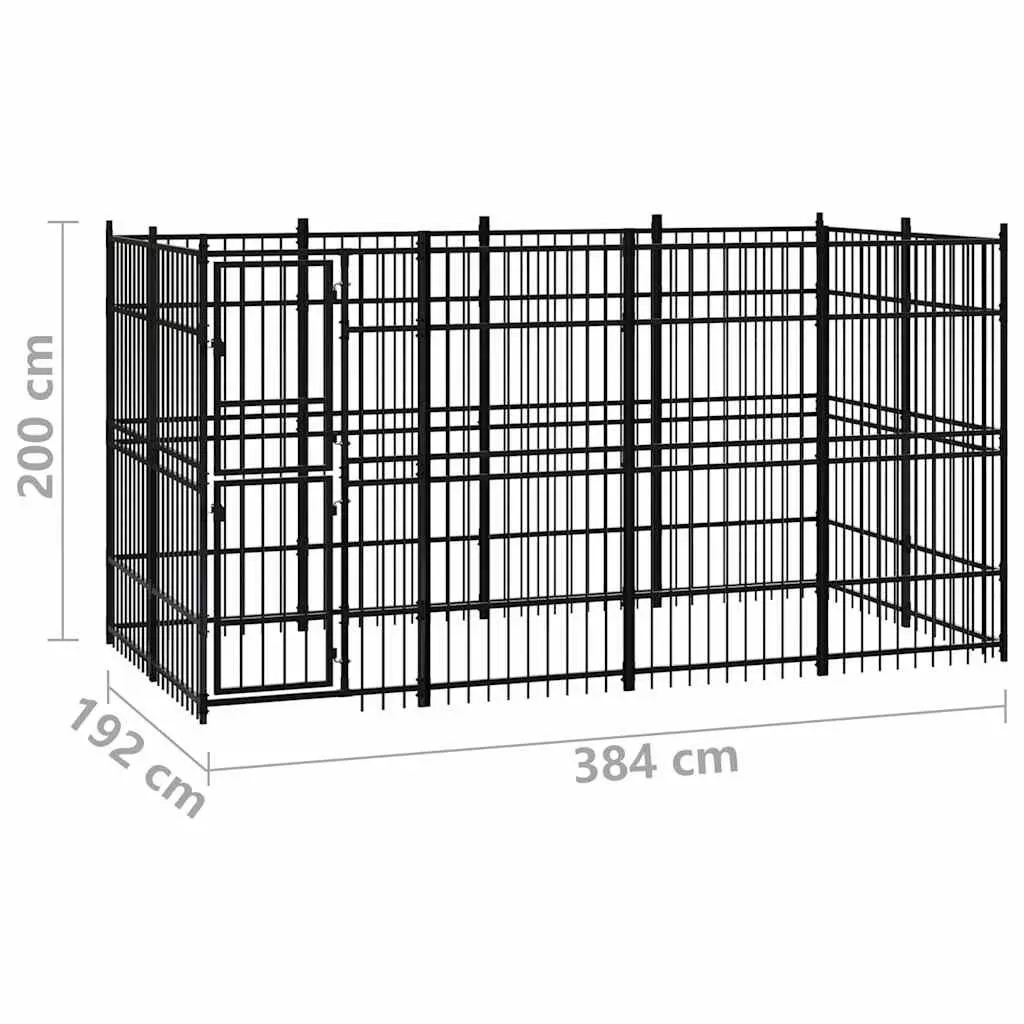 Outdoor Dog Exercise Pen Sturdy Steel Black 7.37 Square Meters Lockable Door
