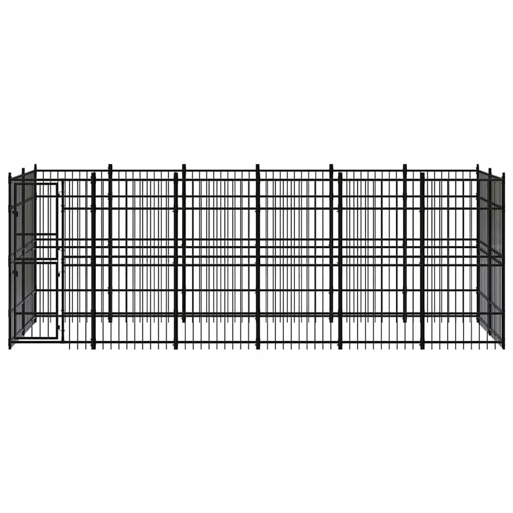 Dog Kennel Outdoor Run Steel Exercise Pen Large Enclosure Black