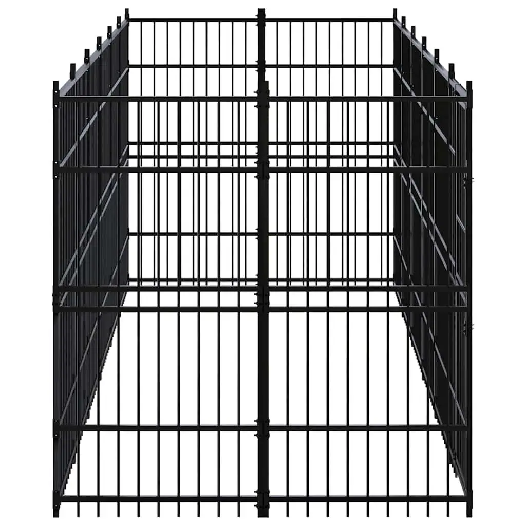 Dog Kennel Outdoor Run Steel Exercise Pen Large Enclosure Black