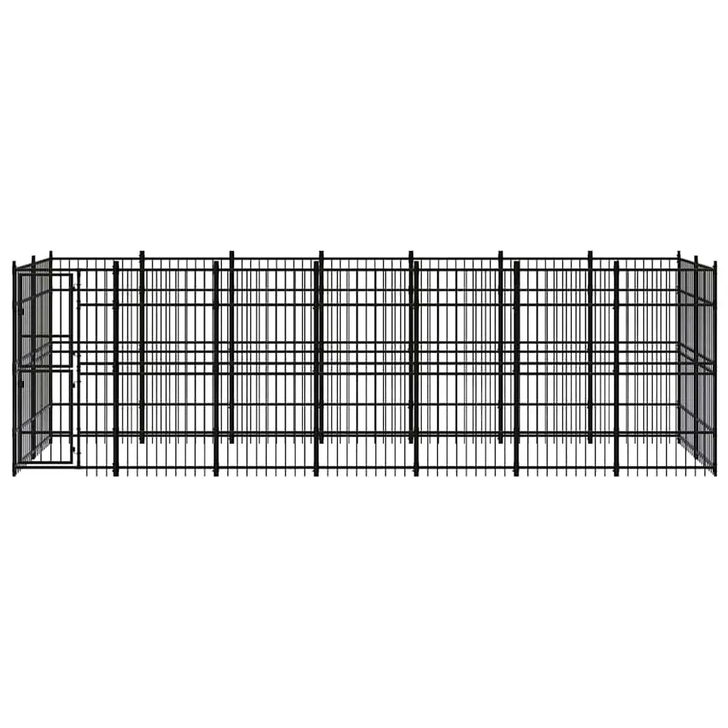 Dog Kennel Outdoor Steel Cage Play Enclosure Black 12.9 m²