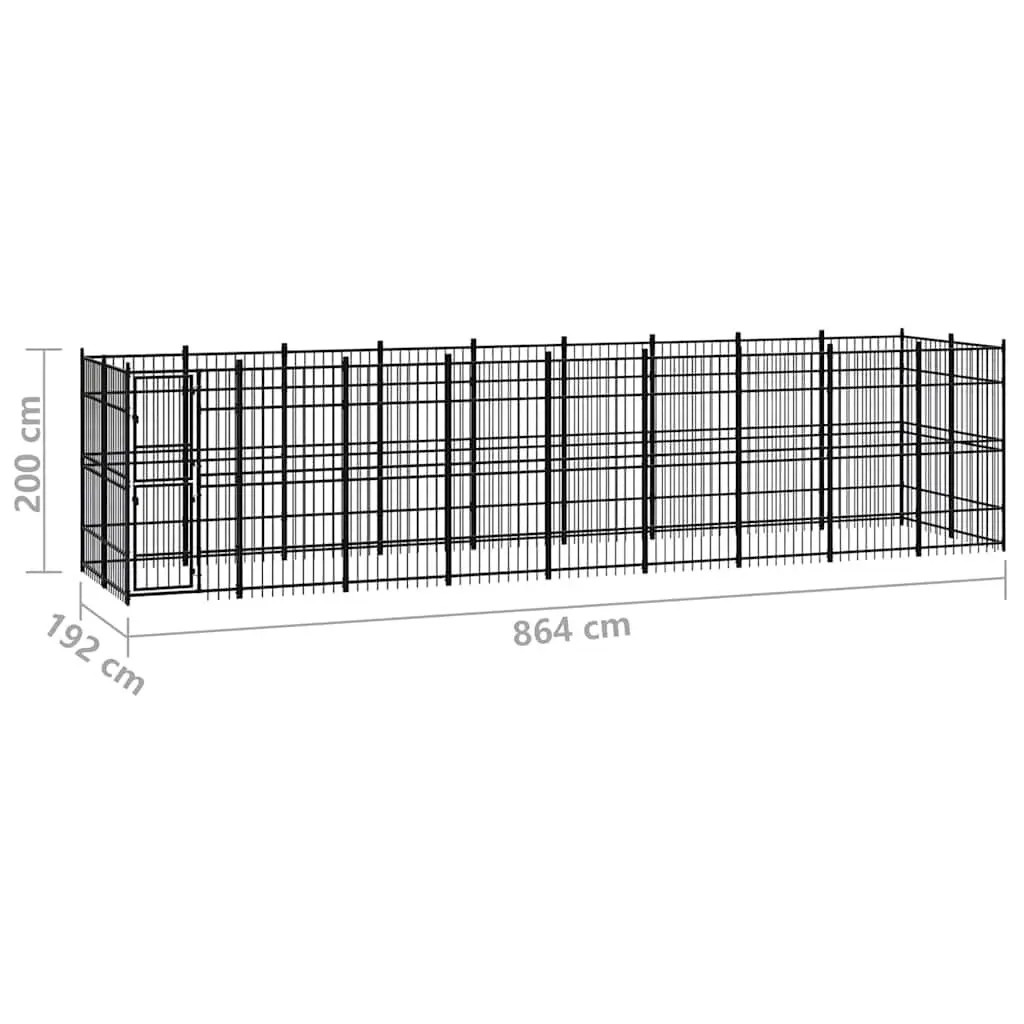 Outdoor Dog Kennel Steel Enclosure Large Exercise Run Pen Ventilated 16.59 m²