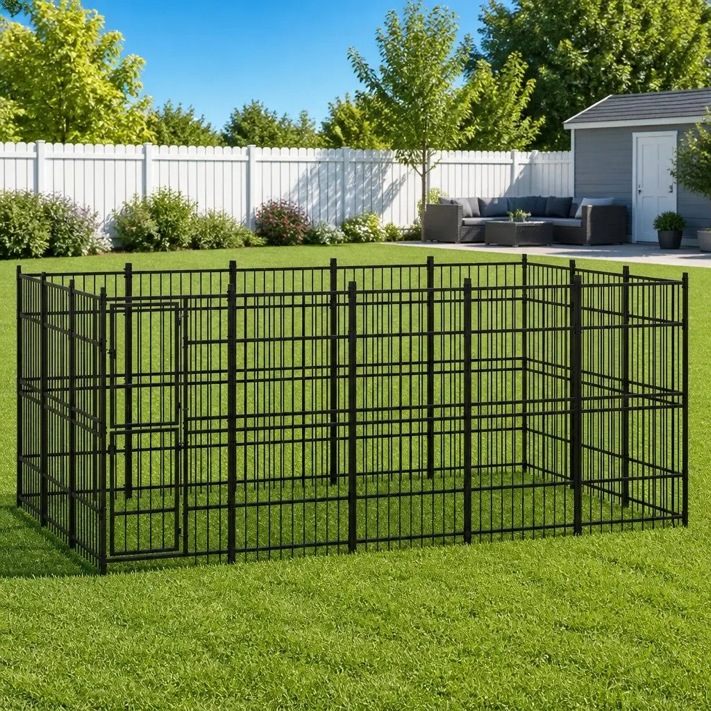 Dog Kennel Steel Outdoor Run Large Play Pen Secure Exercise Enclosure