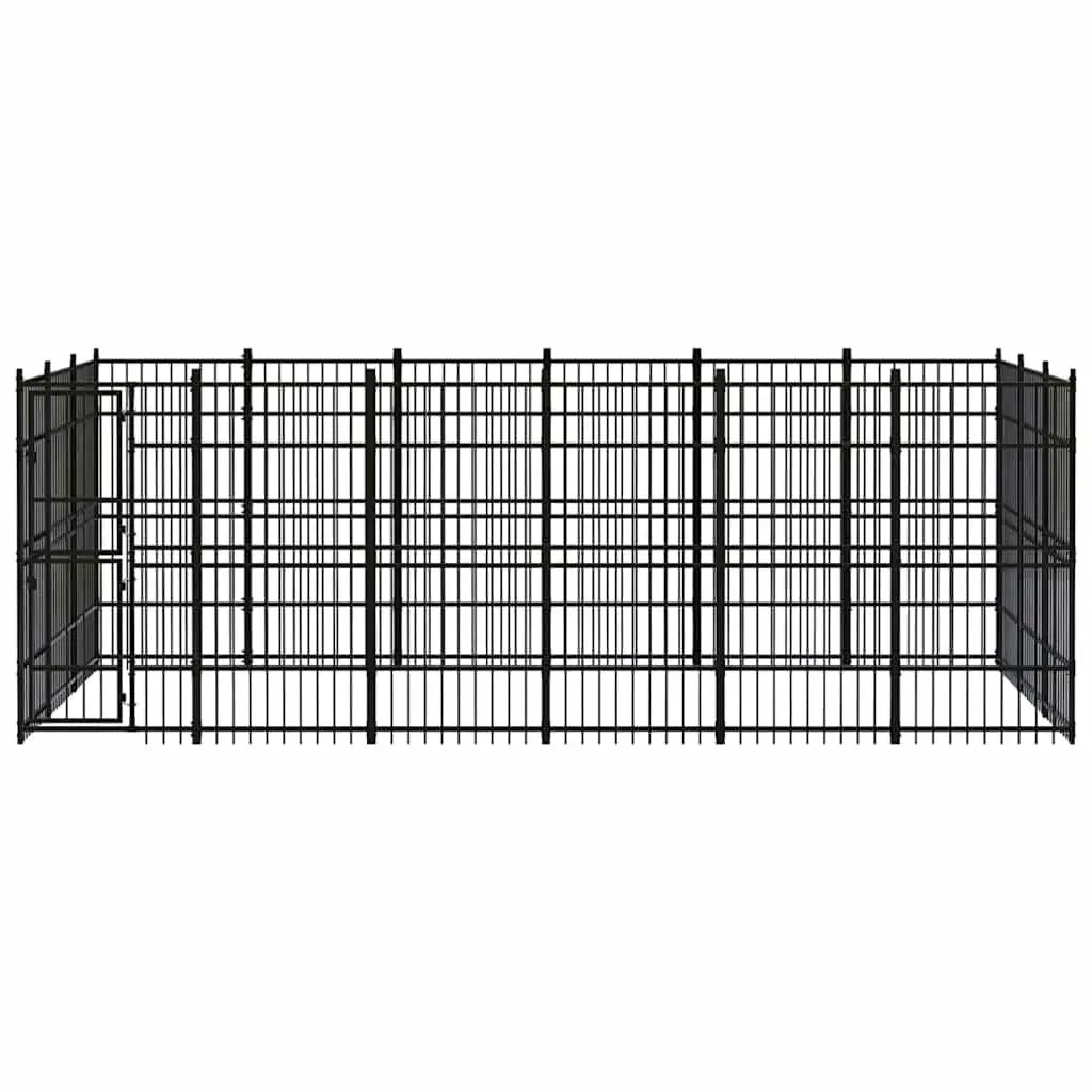 Dog Kennel Steel Outdoor Enclosure Exercise Run Pen Large 16.59 m² Black