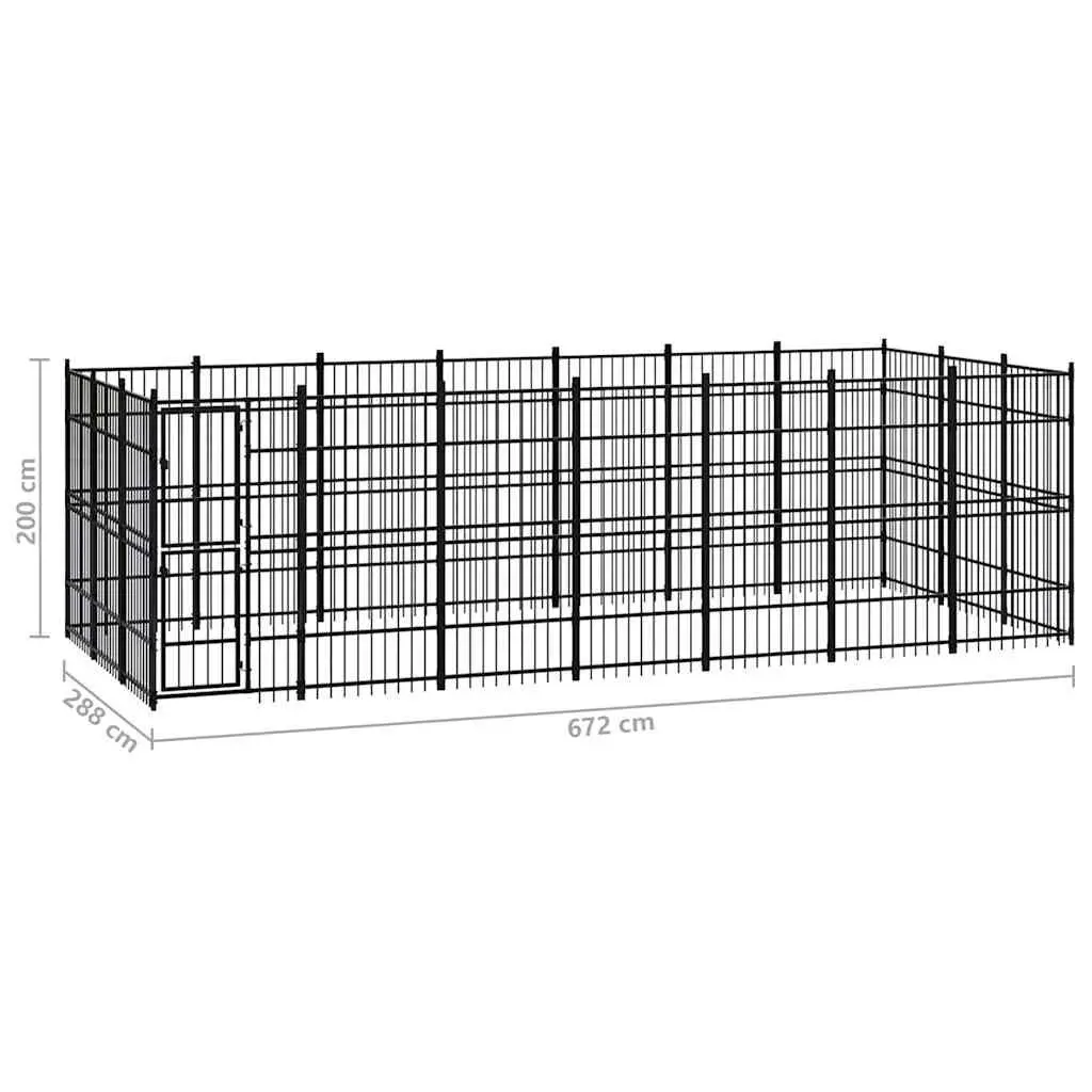 Dog Kennel Steel Outdoor Run Enclosure Exercise Pen Lockable Door Hinged Latch