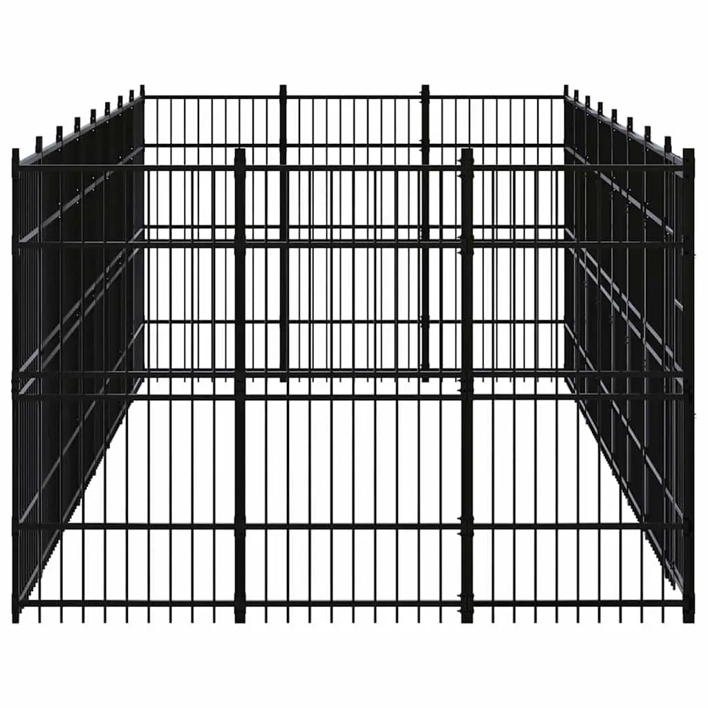 Dog Kennel Steel Outdoor Enclosure Black 22.12 m² Play Area