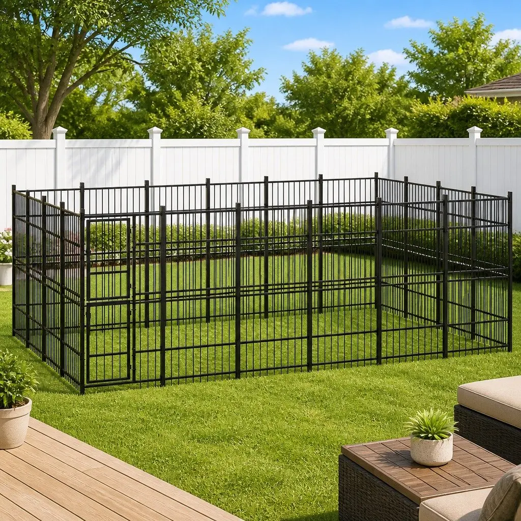 Dog Kennel Outdoor Run Enclosure Steel Exercise Pen 22.12 m²