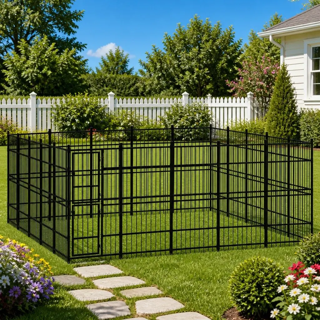 Dog Kennel Steel Outdoor Run Enclosure Large Play Area