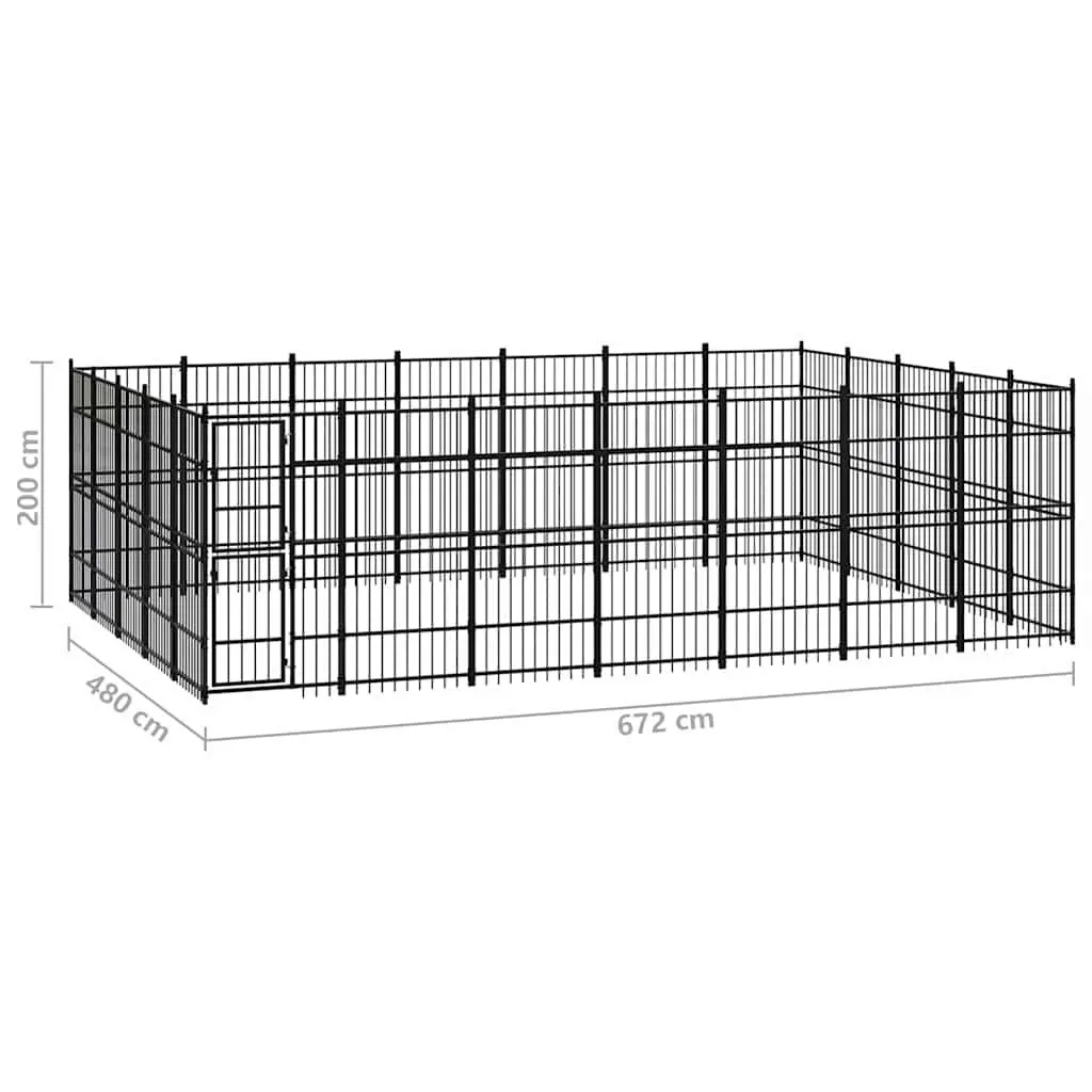 Dog Kennel Steel Outdoor Exercise Run Enclosure Black Large