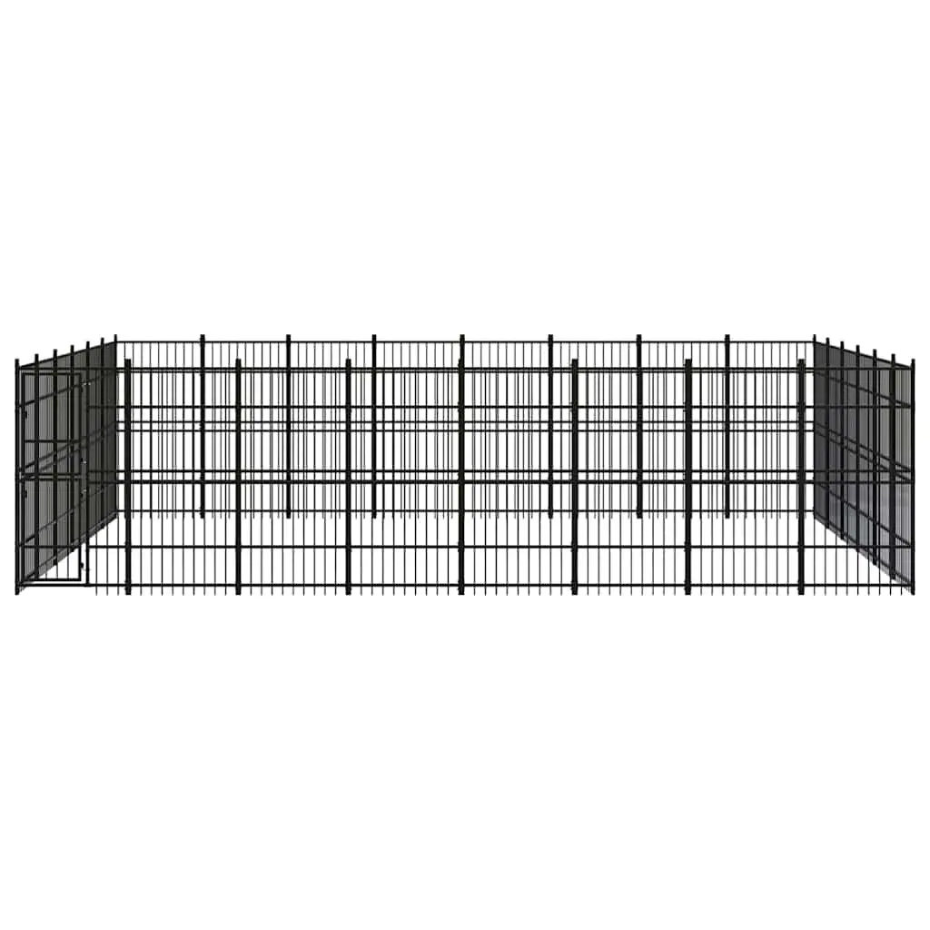 Dog Kennel Outdoor Steel Run Large Black 44.24m² Exercise Enclosure