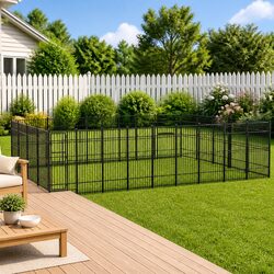 Outdoor Dog Kennel Steel Run Exercise Enclosure Play Area Secure Lockable Door