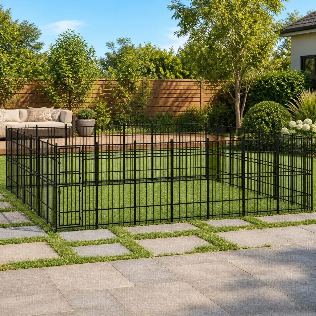 Dog Kennel Steel Outdoor Run Enclosure Large Exercise Play Area 45.16 m²