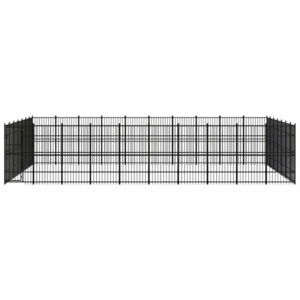 Dog Kennel Steel Outdoor Exercise Run Large Play Space Black