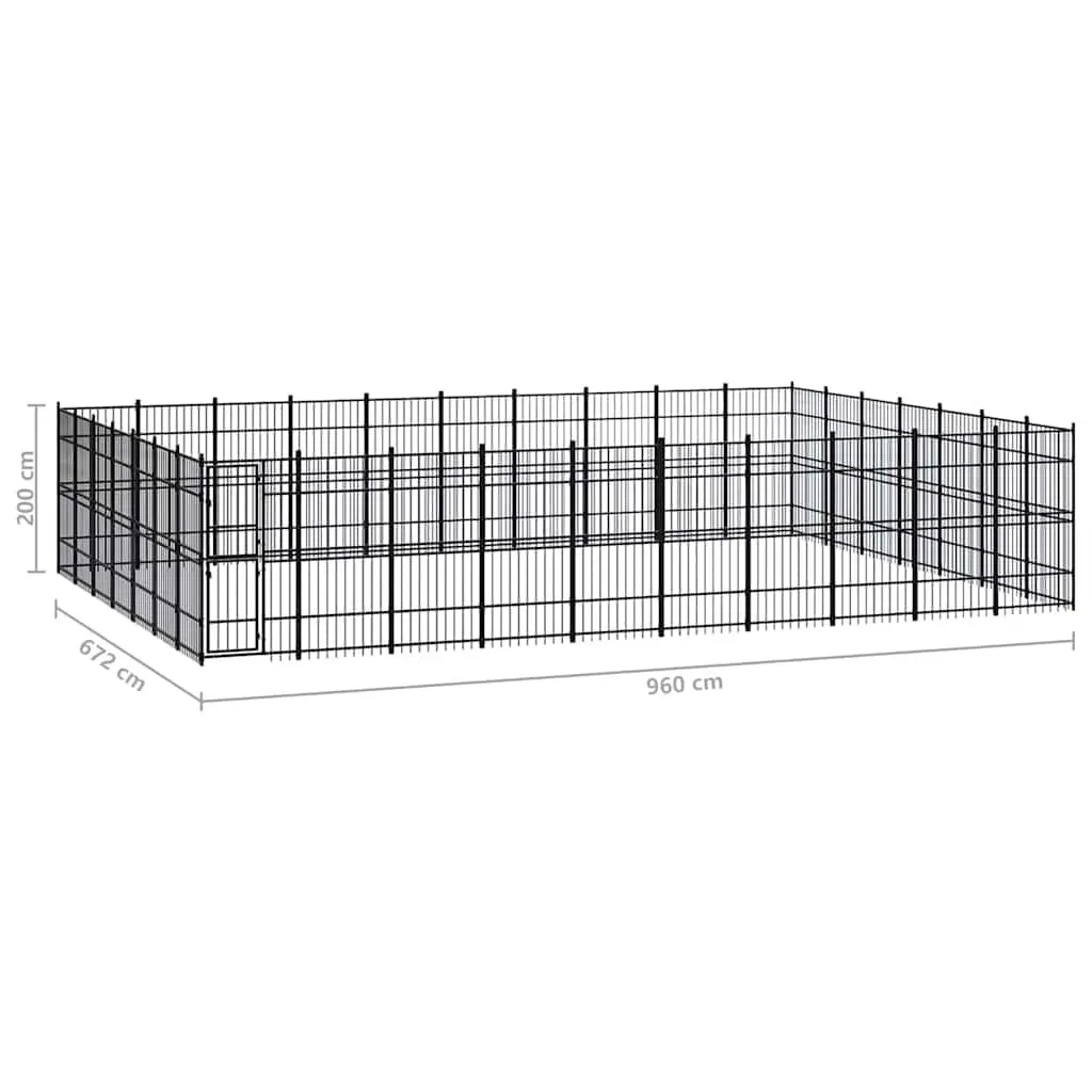 Dog Kennel Steel Outdoor Exercise Run Large Play Space Black