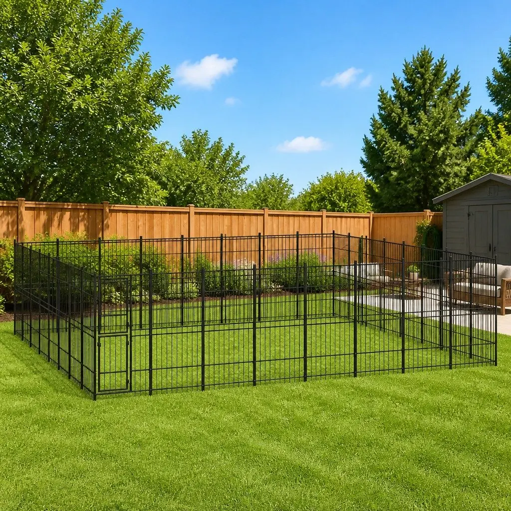 Dog Kennel Steel Large Outdoor Exercise Run Enclosure with Secure Lockable Door