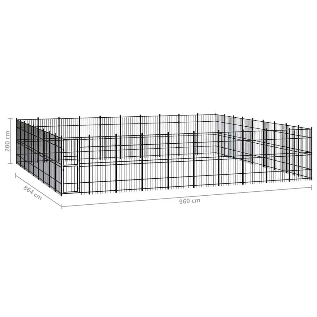 Dog Kennel Steel Exercise Run Enclosure Black Large