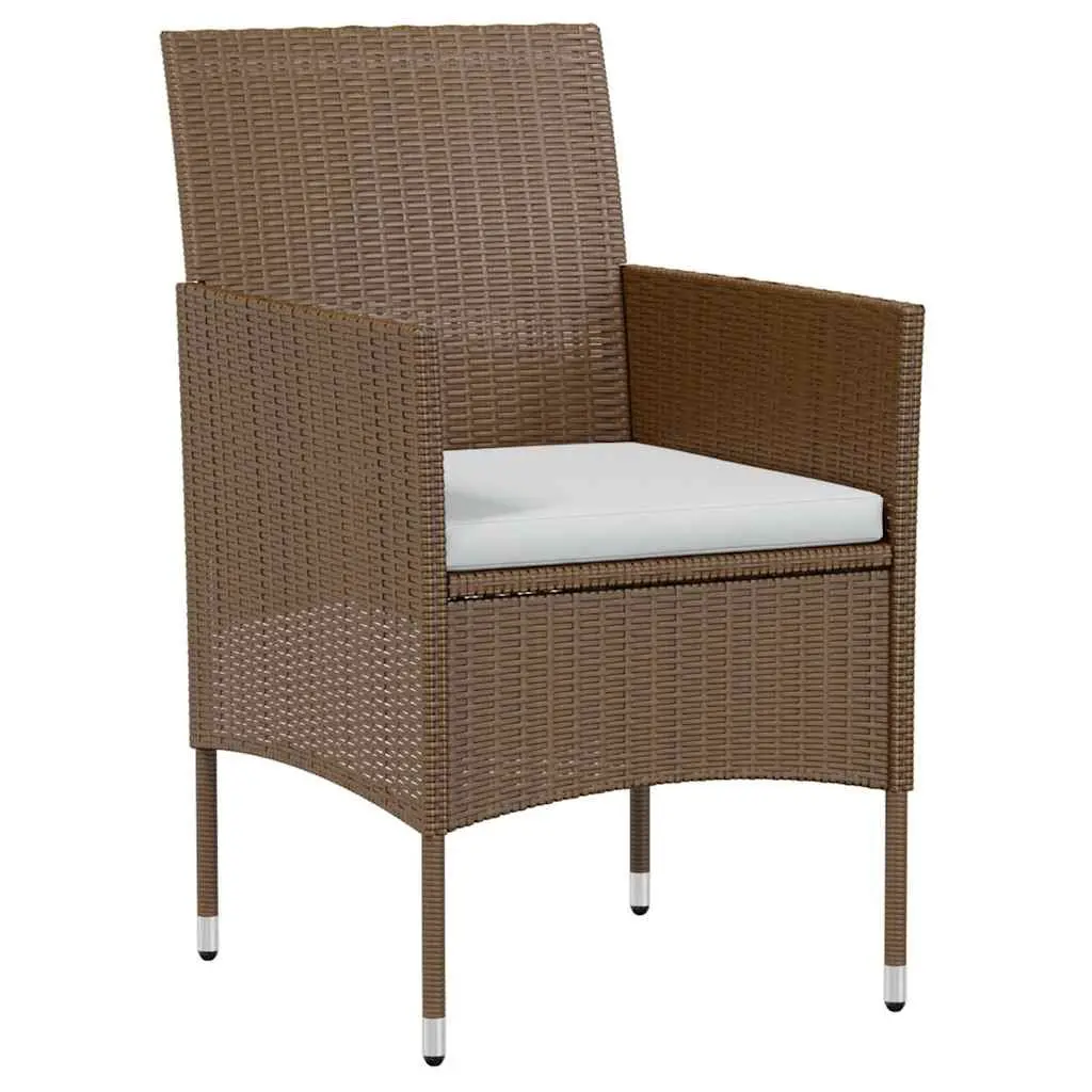 3 Piece Outdoor Dining Set Garden Patio Furniture PE Rattan Brown Table Chairs