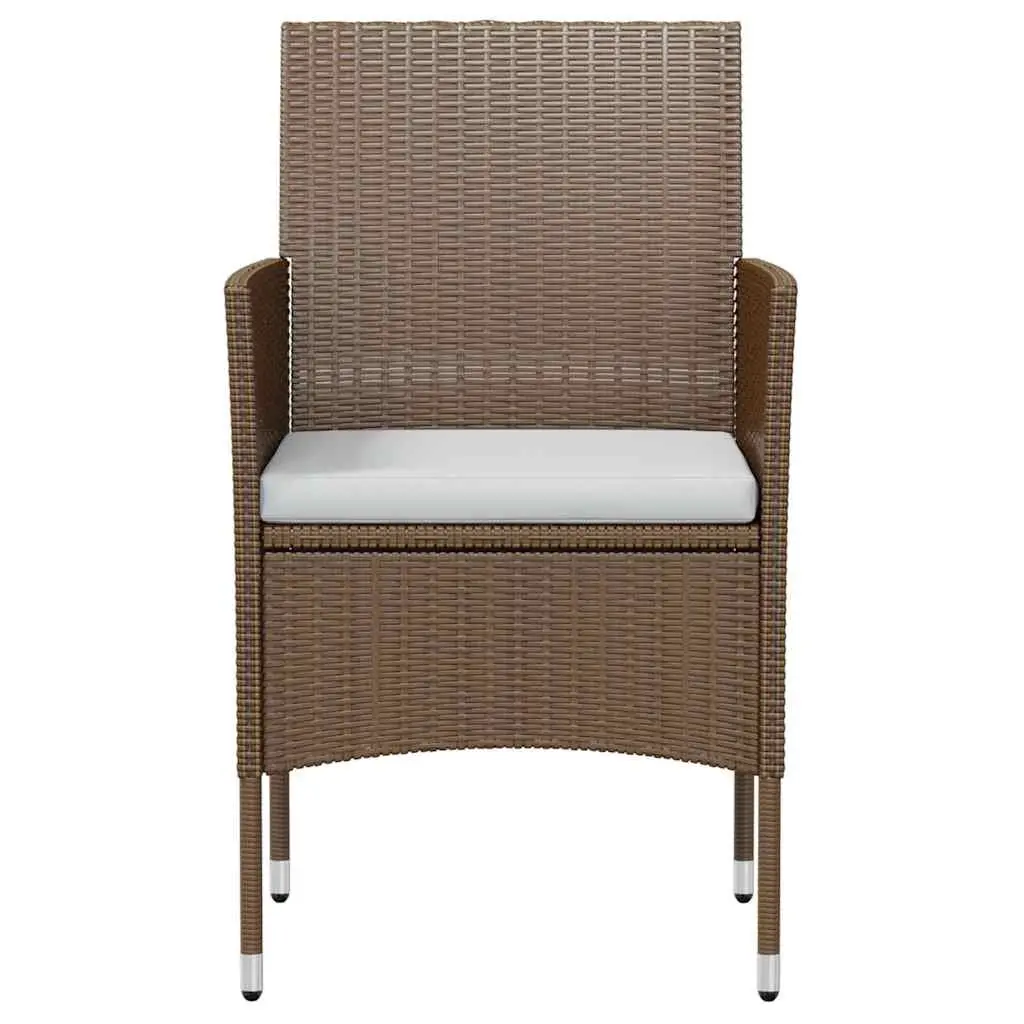 3 Piece Outdoor Dining Set Garden Patio Furniture PE Rattan Brown Table Chairs