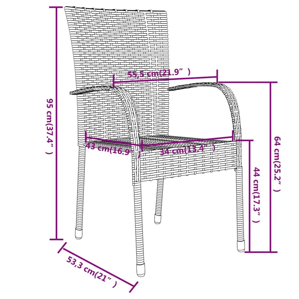 Garden Dining Set Brown Poly Rattan 3 Piece Outdoor Patio Furniture