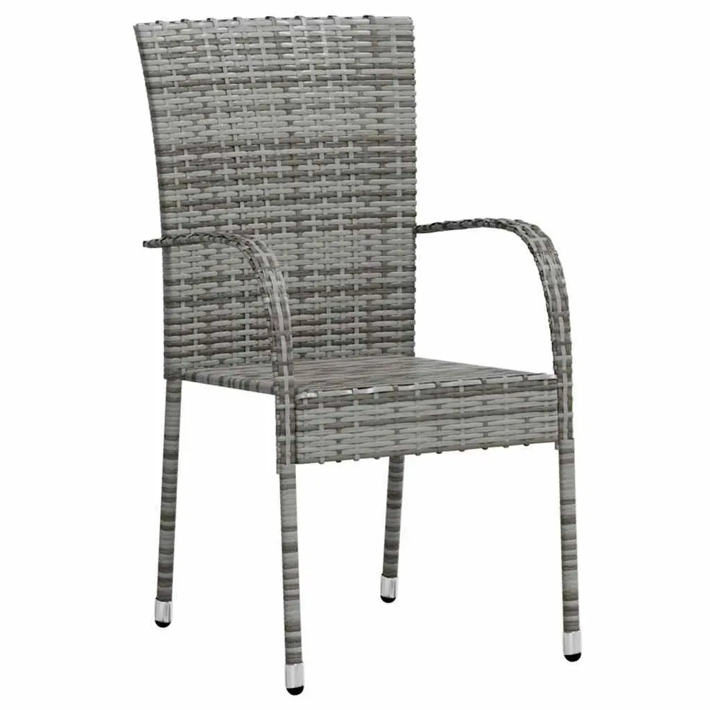 3 Piece Outdoor Dining Set Grey Poly Rattan Table Chairs