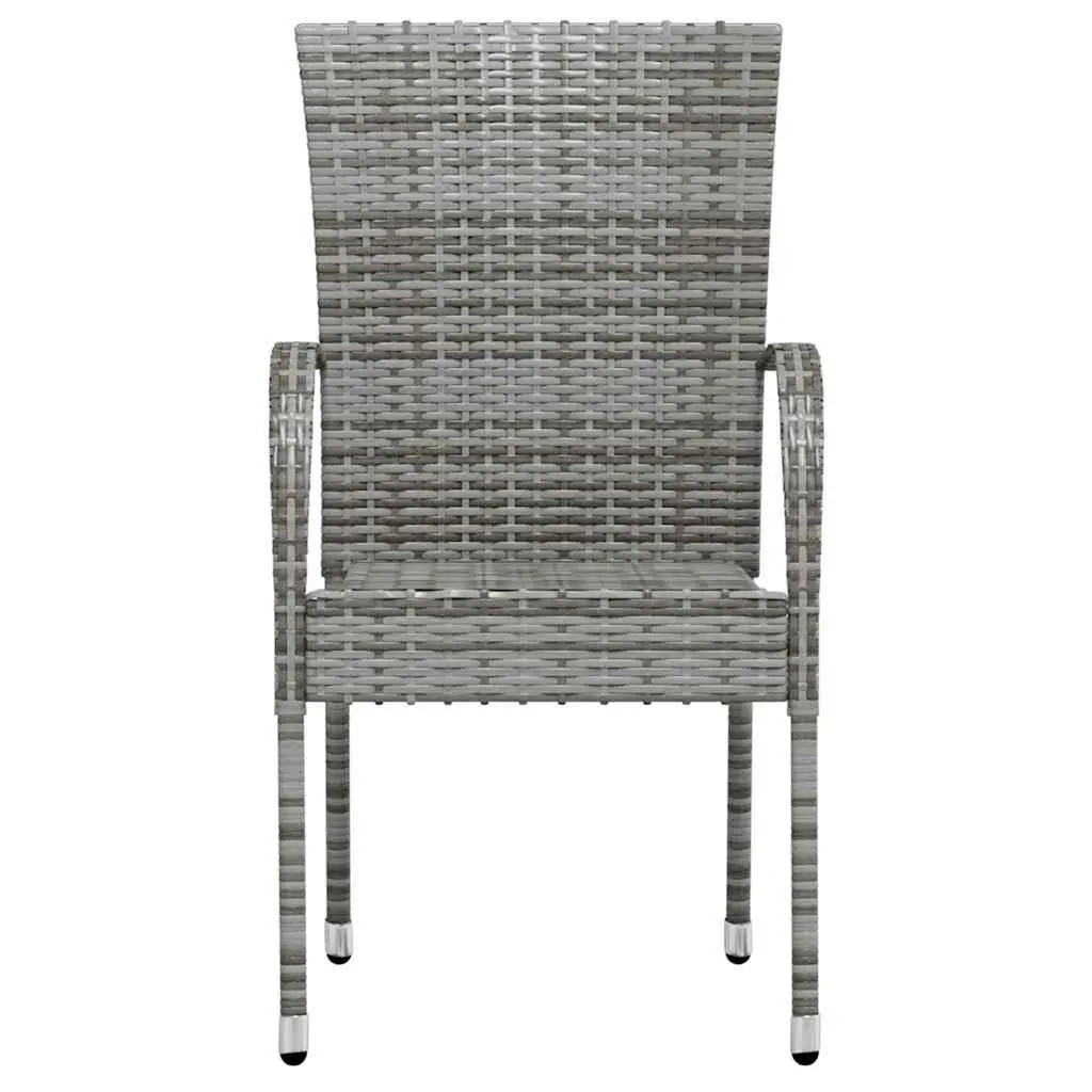 3 Piece Outdoor Dining Set Grey Poly Rattan Table Chairs