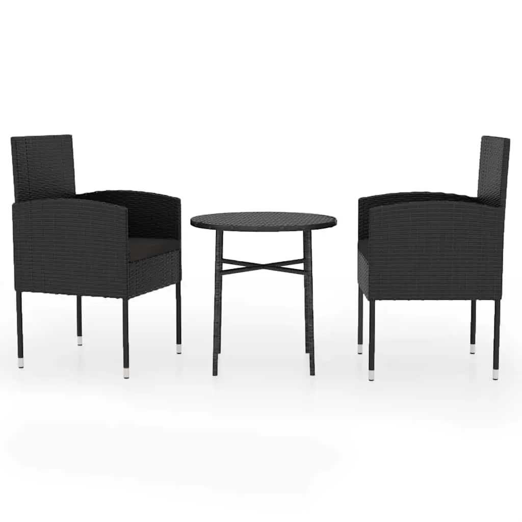 Garden Dining Set 3 Piece Outdoor Furniture Poly Rattan Black