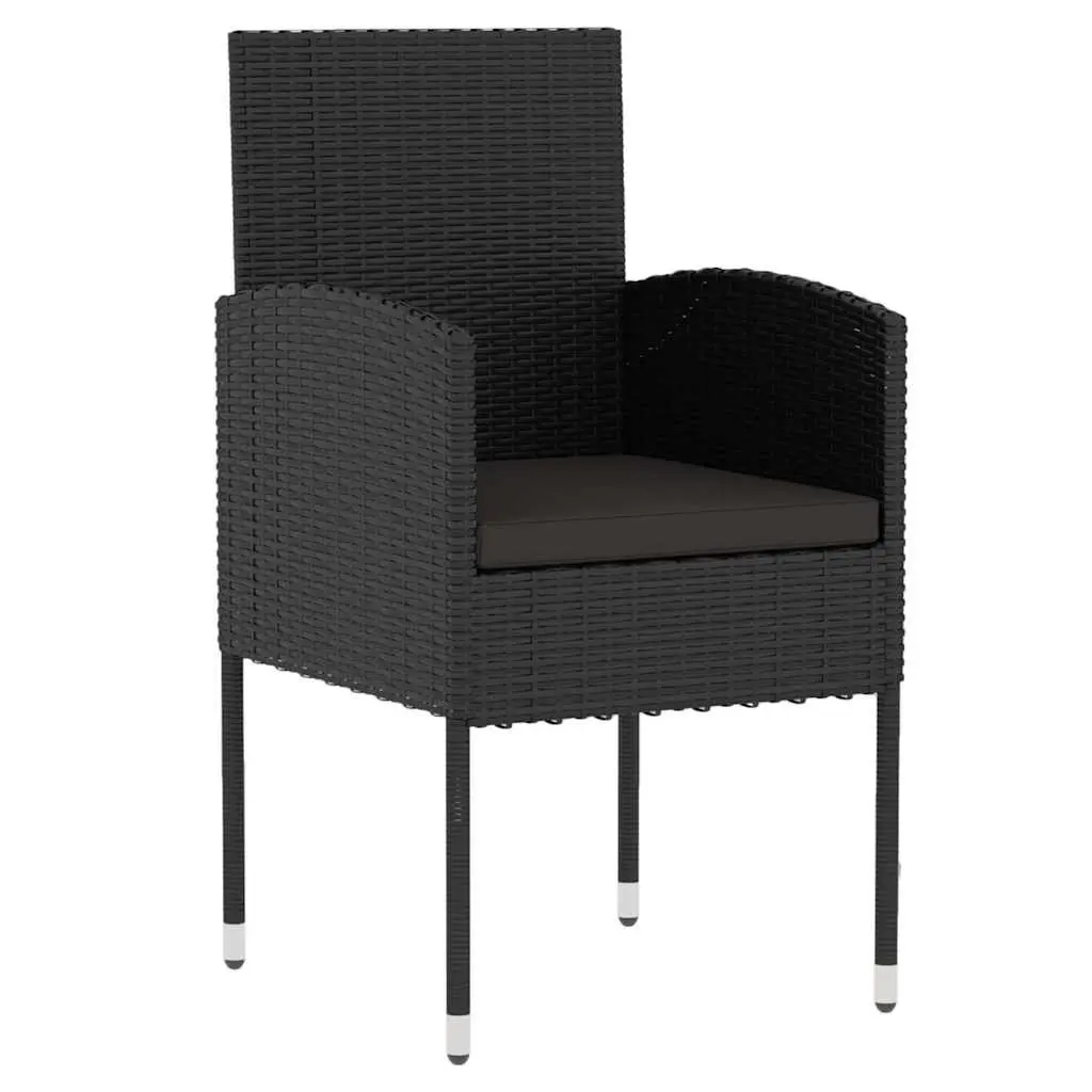 Garden Dining Set 3 Piece Outdoor Furniture Poly Rattan Black