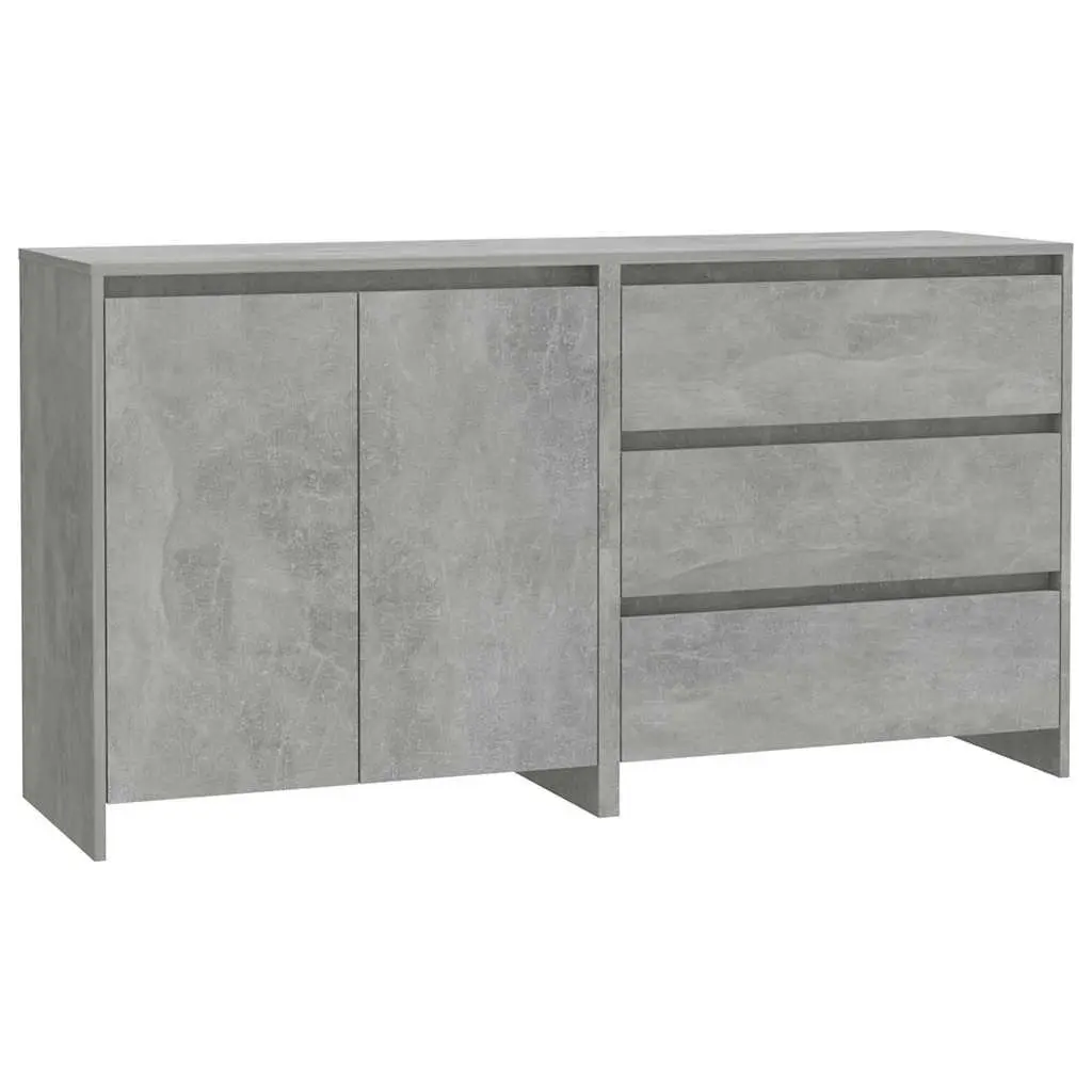 Sideboard Storage Cabinet Grey 2 Piece Modern Furniture