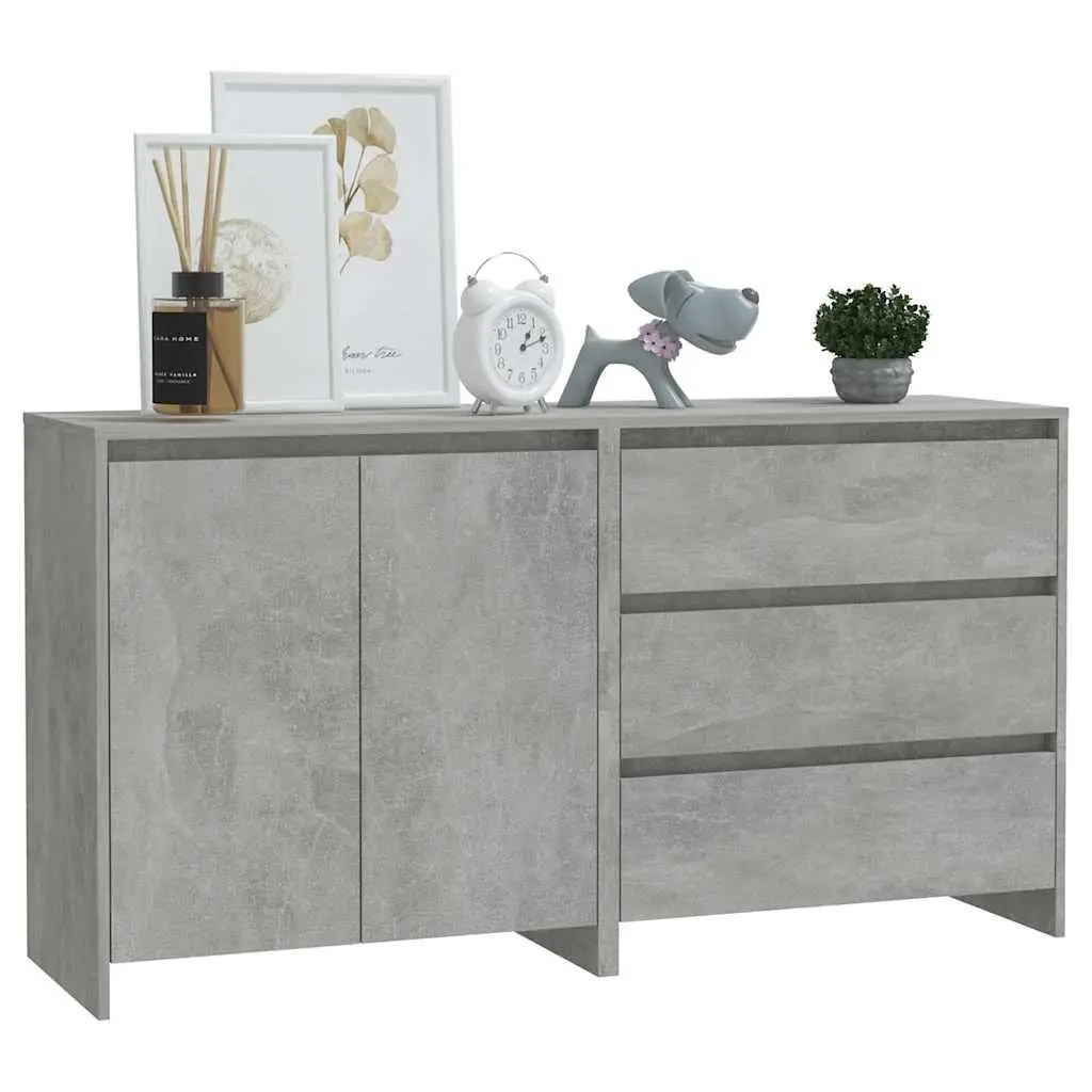 Sideboard Storage Cabinet Grey 2 Piece Modern Furniture