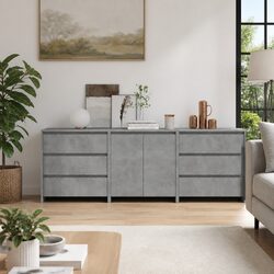 Friendly 3 Piece Grey Sideboard Storage Solution