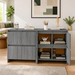 Welcome to Your New Grey Sideboards - 2 Units 70x41x75 cm